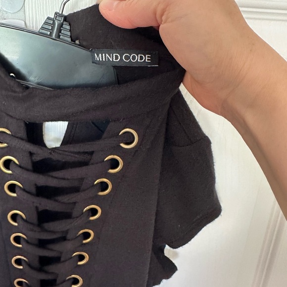 Mind Code Black Lace-Up Mini Dress - Picture 2 of 10
